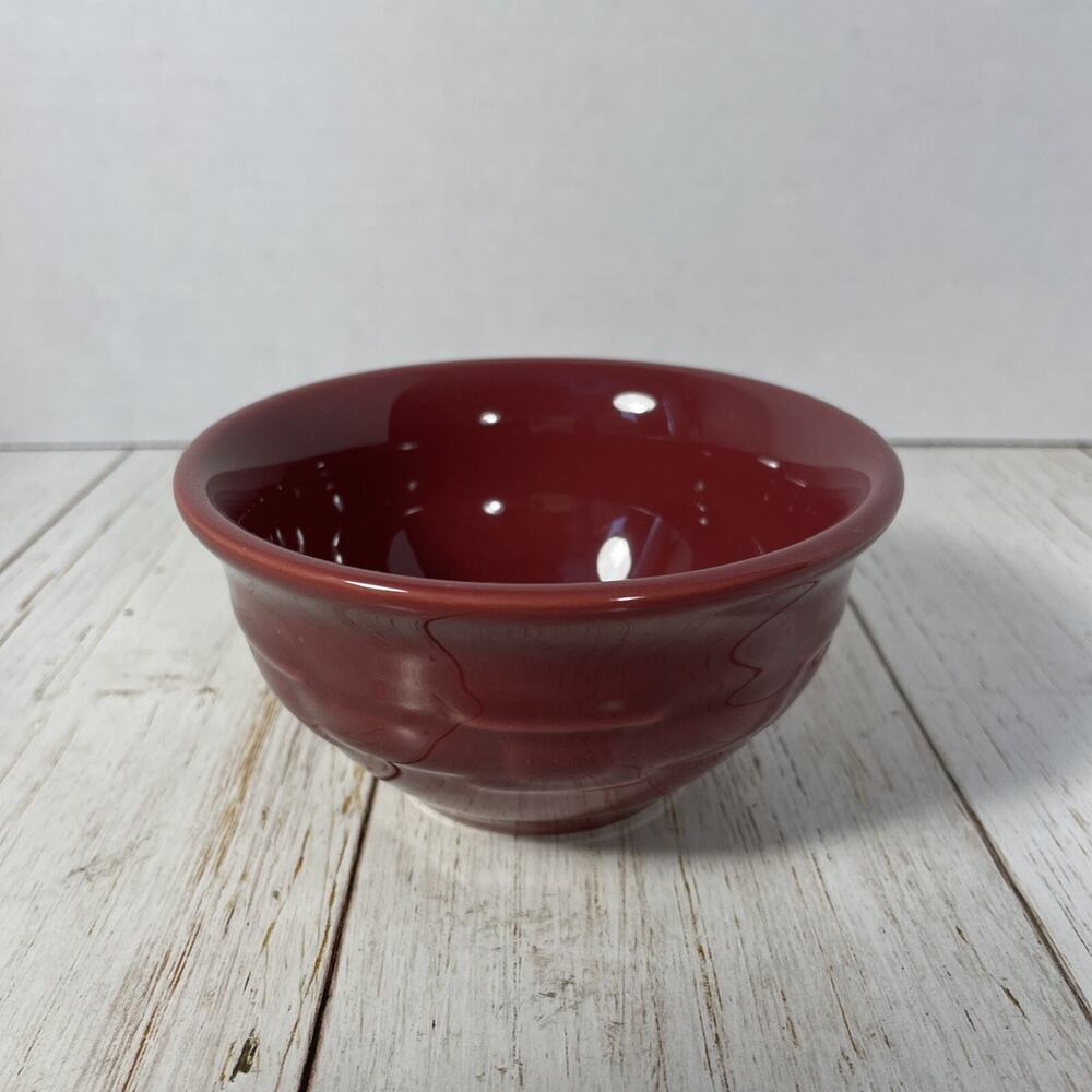 Longaberger Pottery USA ~ PAPRIKA Red 4.25" Dessert Bowl ~ Woven Traditions
